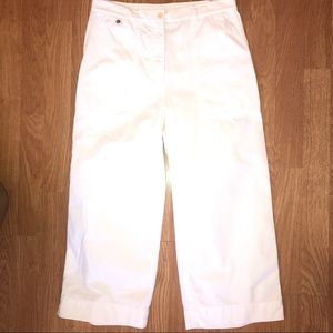 LAUREN RALPH LAUREN 4 White Wide Leg Cropped Cotton Pants